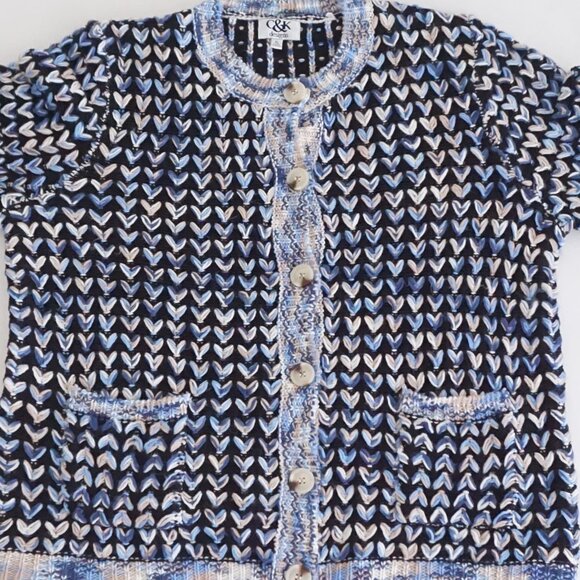 Vintage C&K Designs Blue Chunky Knit Button Cardigan Preppy Grandmacore XL - Picture 9 of 12